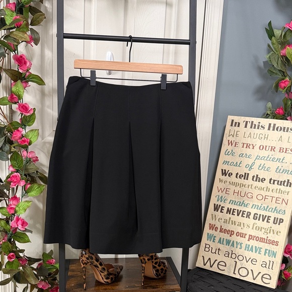 White House Black Market A-Line Skirt Black Pleated Office Career Cocktail - Picture 3 of 16